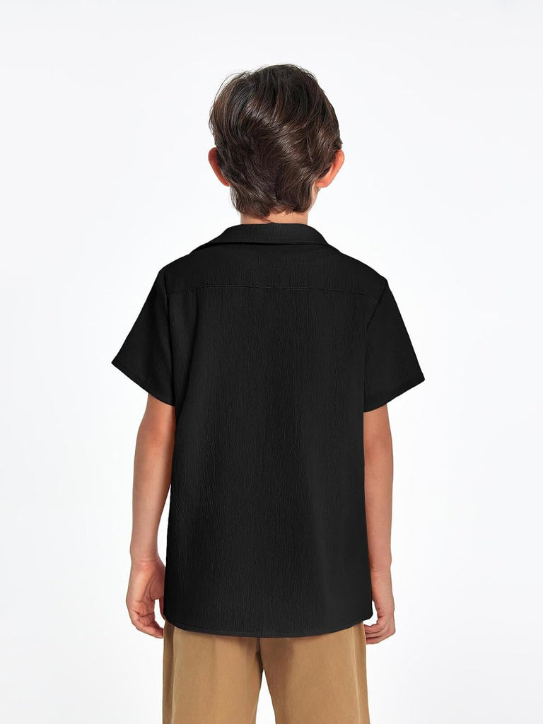 Boys Shirts Button Down Short Sleeve Shirt Striped Casual Summer Beach Shirts