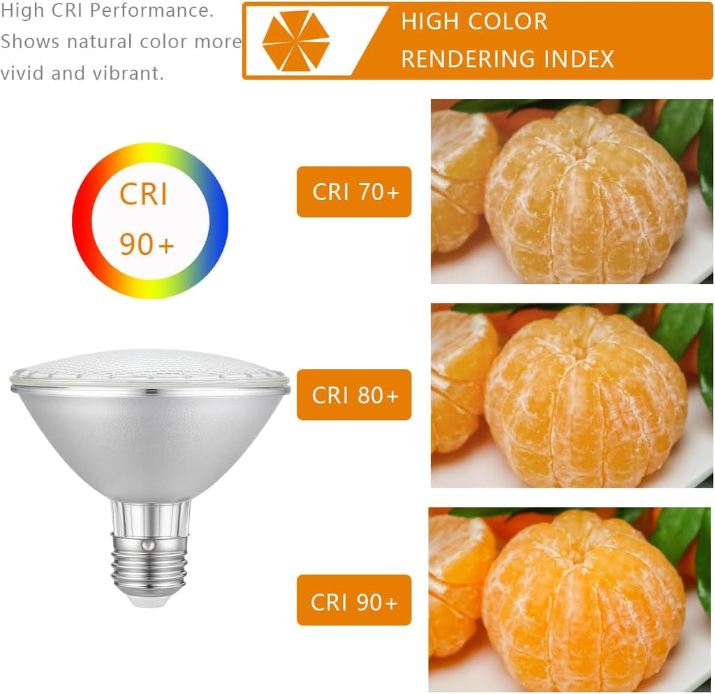 PAR30 LED Short Neck Flood Light Bulbs, E26 Base, 120V, 10W, Waterproof, 75W Equivalent, Replacement for Accent