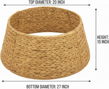 Hyacinth Christmas Tree Collar 27" - Natural Hand-Woven Basket Base Cover - Warm and Cozy Rustic Farmhouse Decoration