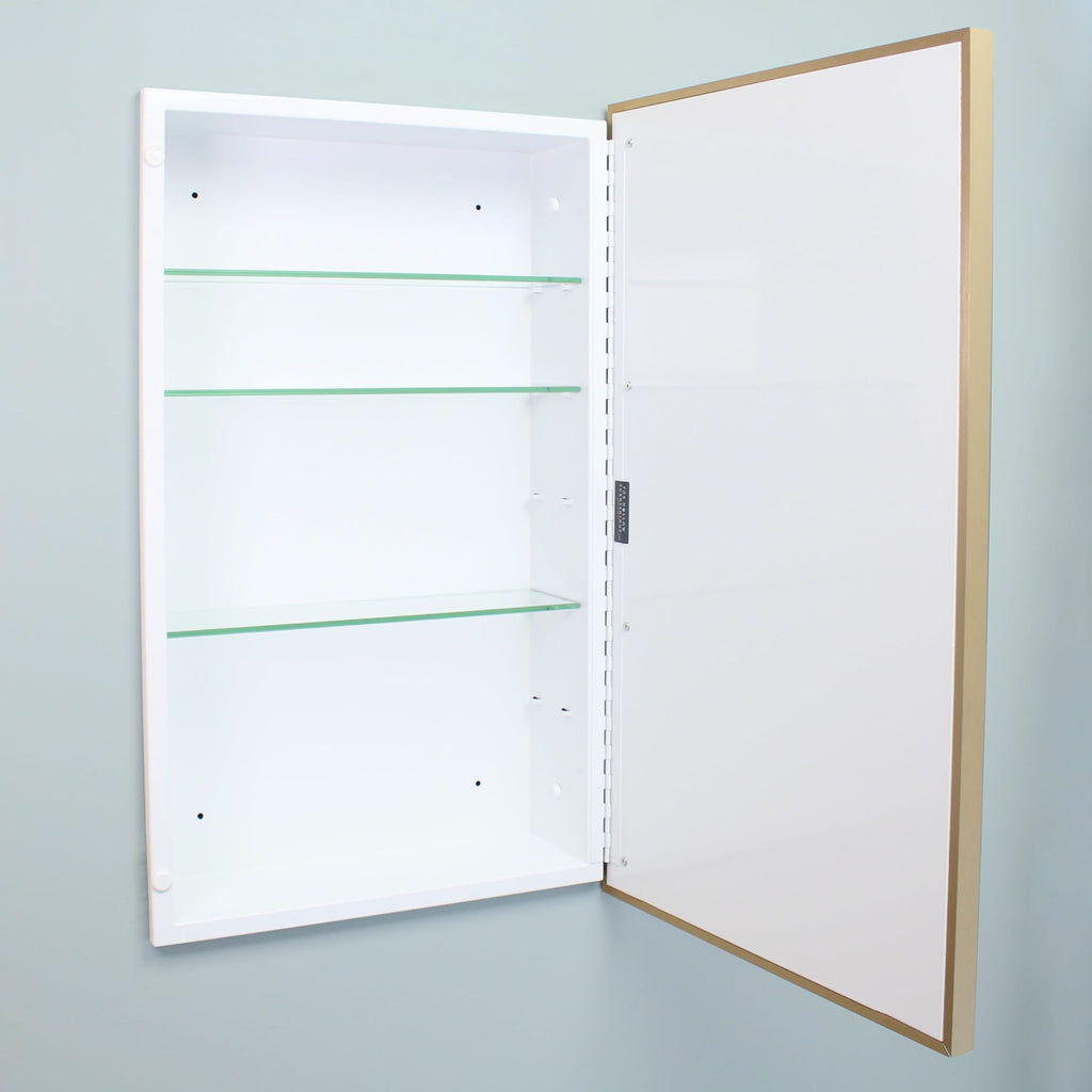16x26 Parker Metro Metal Framed Rectangle Recessed Bathroom Medicine Cabinet, Floating Mirror, 14x24 in-Wall Opening