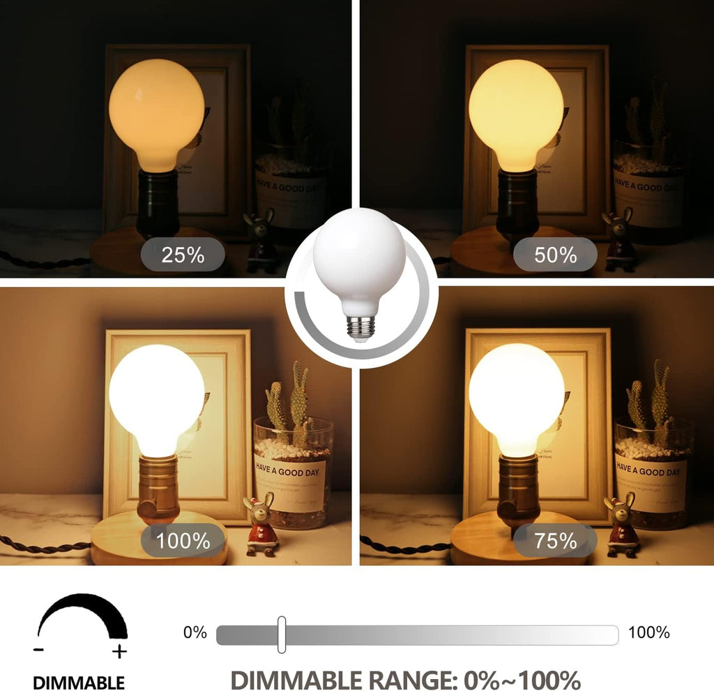 6Pack G25 LED Globe Light Bulbs, Vintage Edison Bulb 40W Equivalent