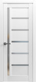 Quadro 4088 Interior Door 28 x 80 in, Single Swing Door Slab with Frosted Glass, White Solid MDF, Fr