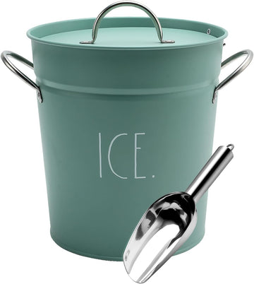 Ice Bucket with Scoop - Stainless Steel Bucket with Handle, Lid and Ice Scooper - 4 Qt. Storage Bin for Ice Cubes