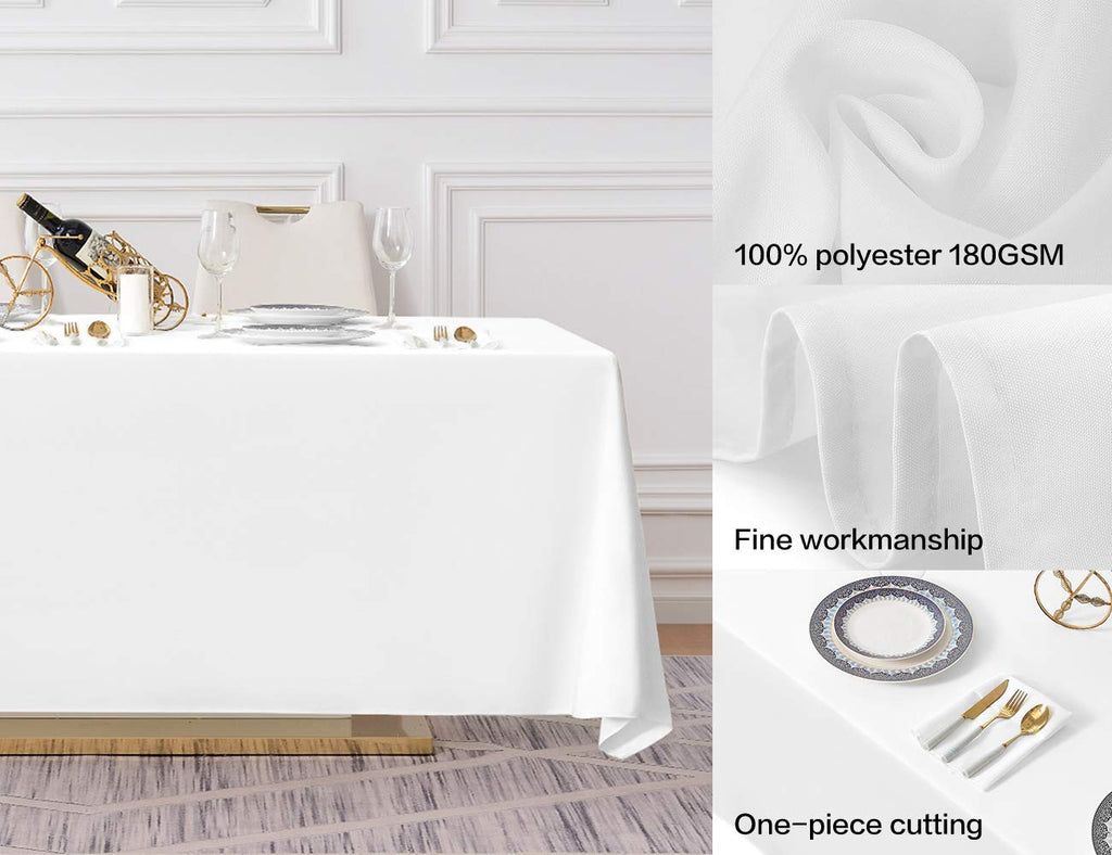 90x156 Inch White Tablecloth for 8 Foot Rectangle Tables