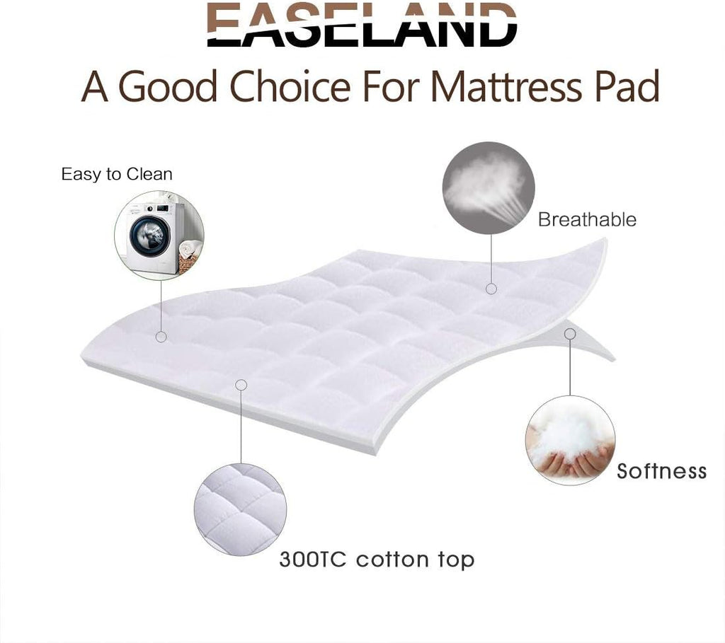 King Size Mattress Pad Cotton Pillow Top Mattress Topper White | Cooling Mattress Cover Cotton Top,8-21" Deep Pocket