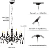 Chandeliers,8-Light French Country Crystal Candle Chandelier,Industrial Black Vintage Pendant Light Fixture Hanging Lights for Living Room Kitchen Dinner Room Island Kitchen A109-B07ZFJM84Z