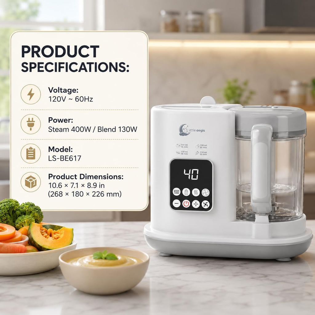 Electric Baby Food Processor, Baby Food Maker with Steamer and Blender, Baby Food Processor made Purees, Vegetables