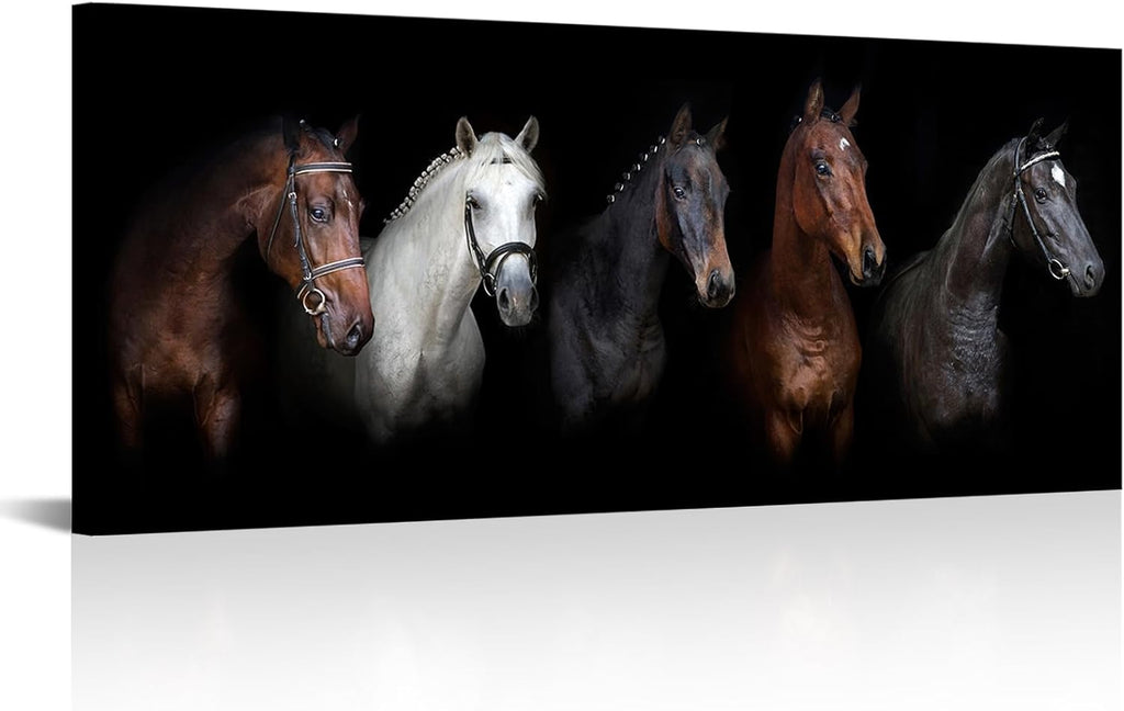 Large Animal Canvas Wall Art Black and White Horse Picture Prints Inspirational Horses Wall Decor Living Room Modern
