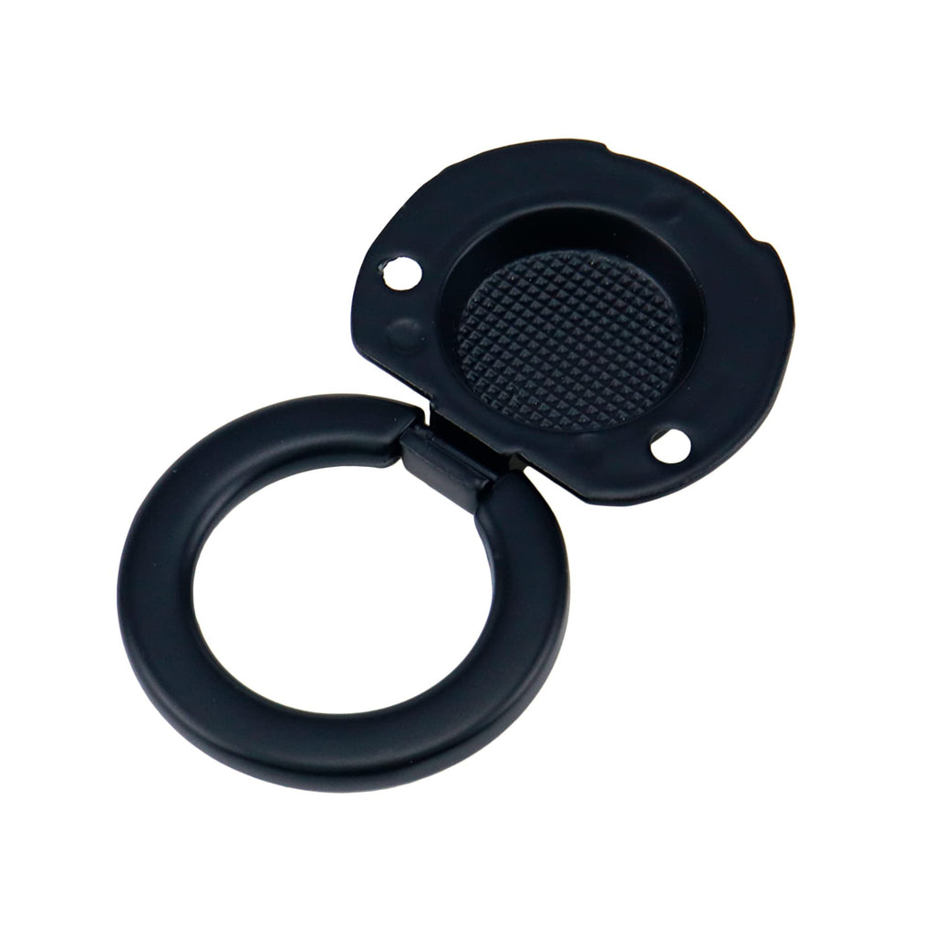 4Pcs Flush Ring Pull Round Recessed Pull Handle Knob (Matte Black)