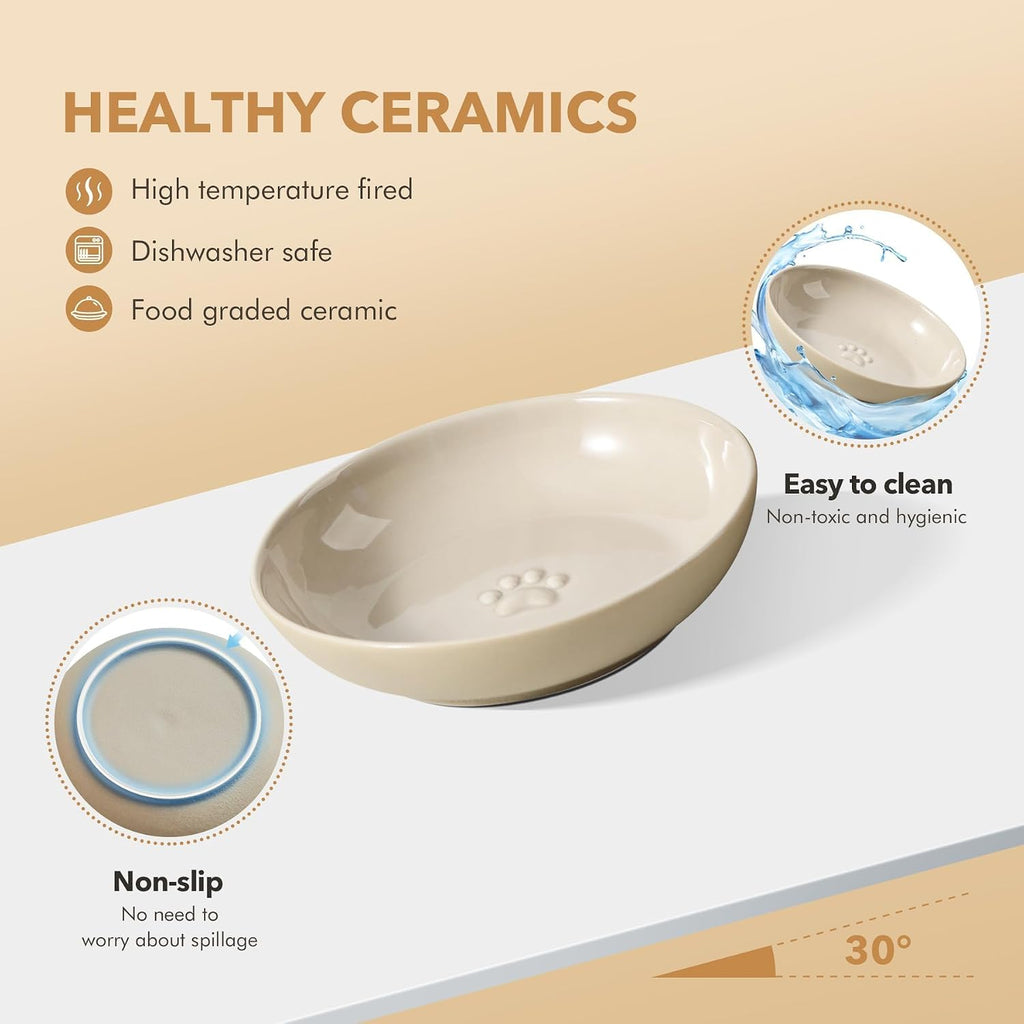 Elevated Cat Bowls, Cat Food and Water Bowl Set, Ceramic Cat Bowl
