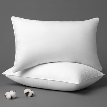 Throw Pillow Insert with 100% Cotton Cover, 12x20 Inch, 2 Pack