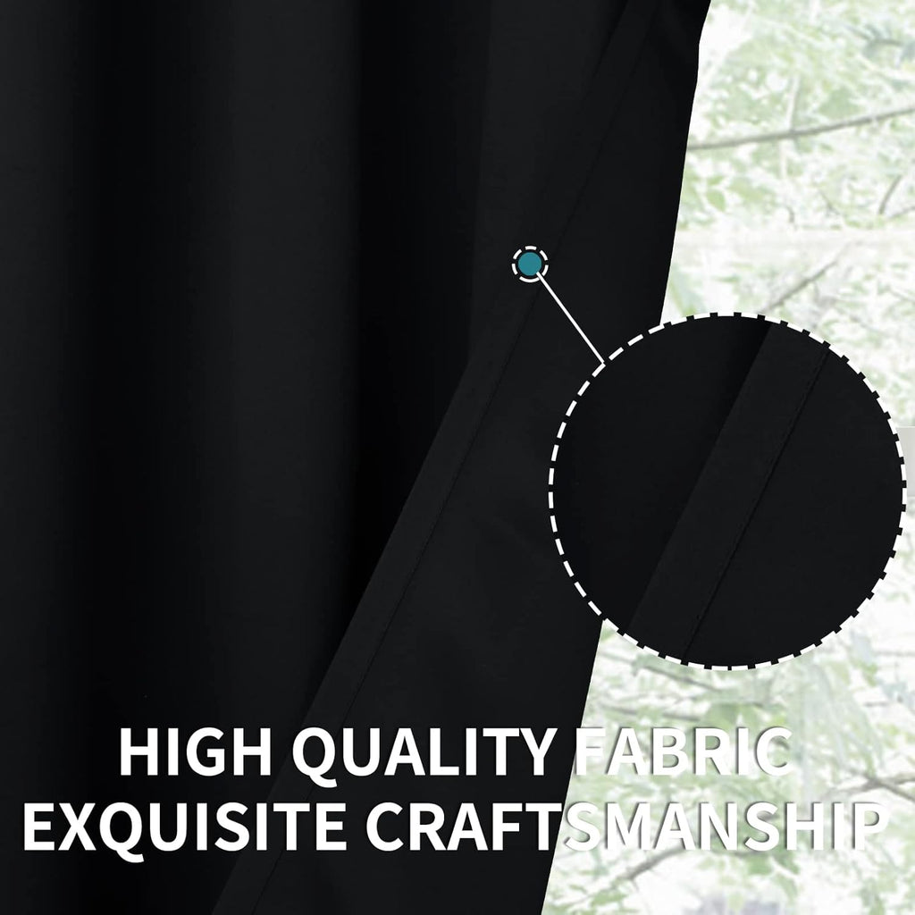 Black Blackout Curtains 40 Inches Long for Kitchen Windows - Short Thermal Insulated Drapes with Rod Pocket Privacy