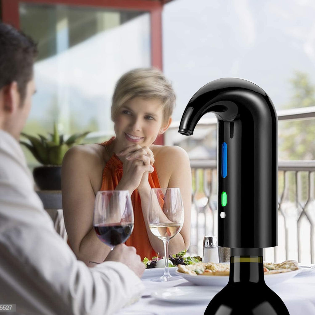Electric Wine Aerator Pourer - Portable One-Touch Decanter and Dispenser Pump for Red and White Wine, Multi-Smart