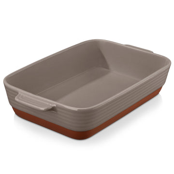Large 9x13 Ceramic Baking Dish with Handles, 4.8 Qt, Khaki & Brown