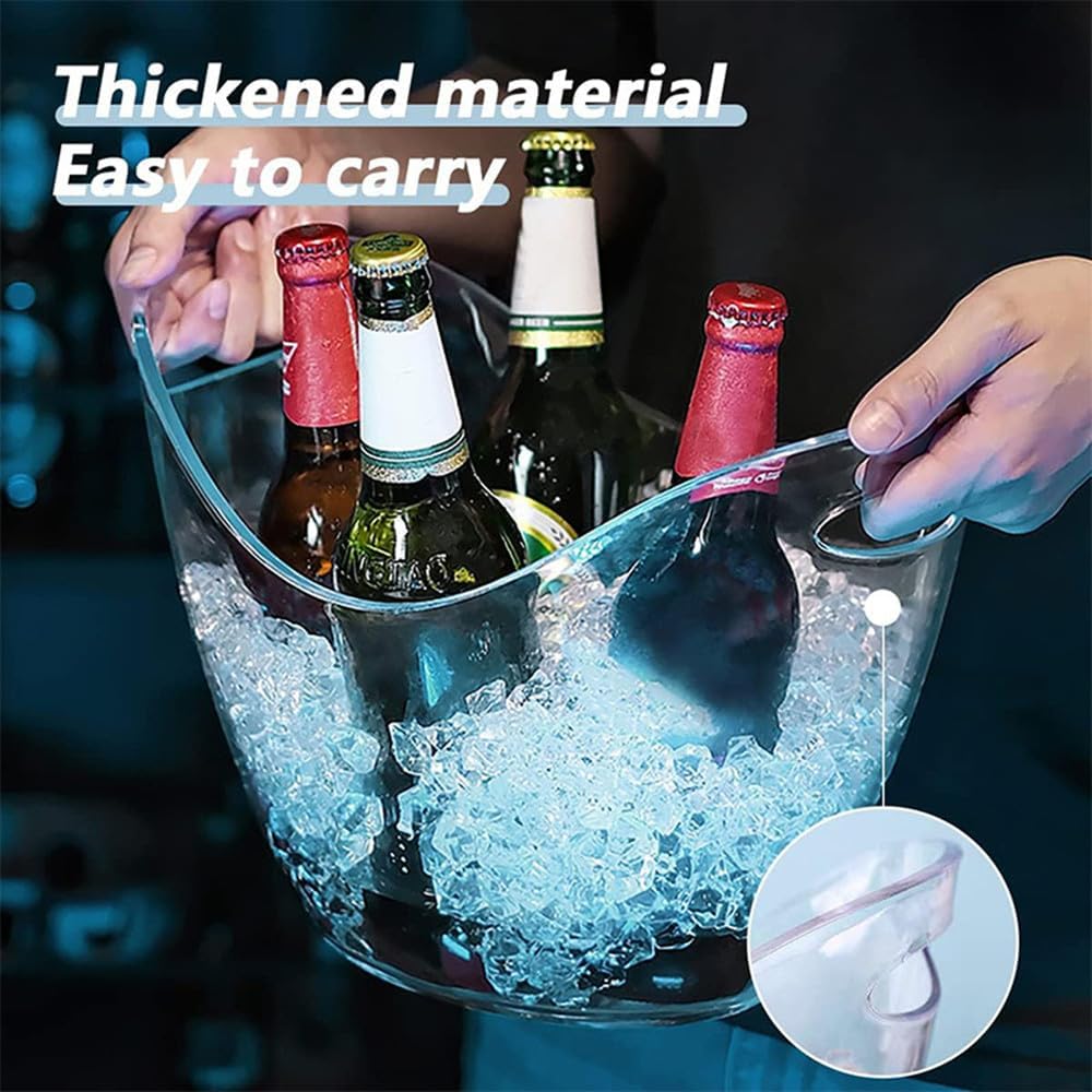Ice Bucket for Parties 4 Liter Beverage Tub Ice Tub Wine Beer Drink Buckets-Parties Bar Clear Plastic Ice - Set of 2