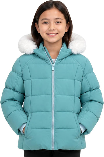 Girls Winter Coat - Heavyweight Puffer Parka Jacket with Fur Hood