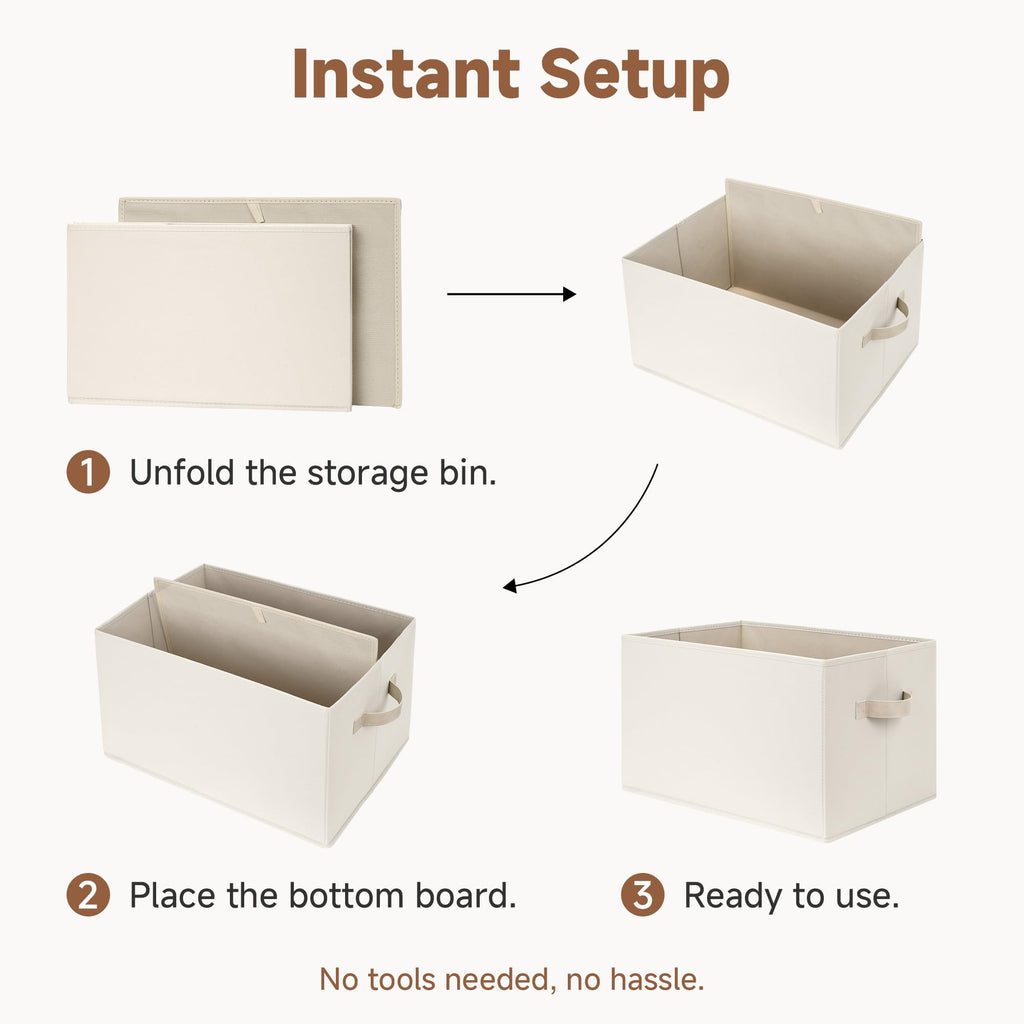 Bins, Beige (Cottlyn Fabric), 3-Pack, Large
