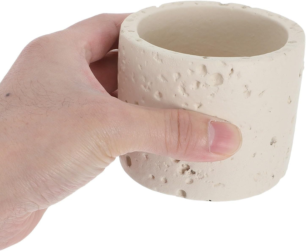 Empty Concrete Match Organizer - Minimalist Cement Matchstick Storage Box for Fireplace Table - Rustic Match Holder