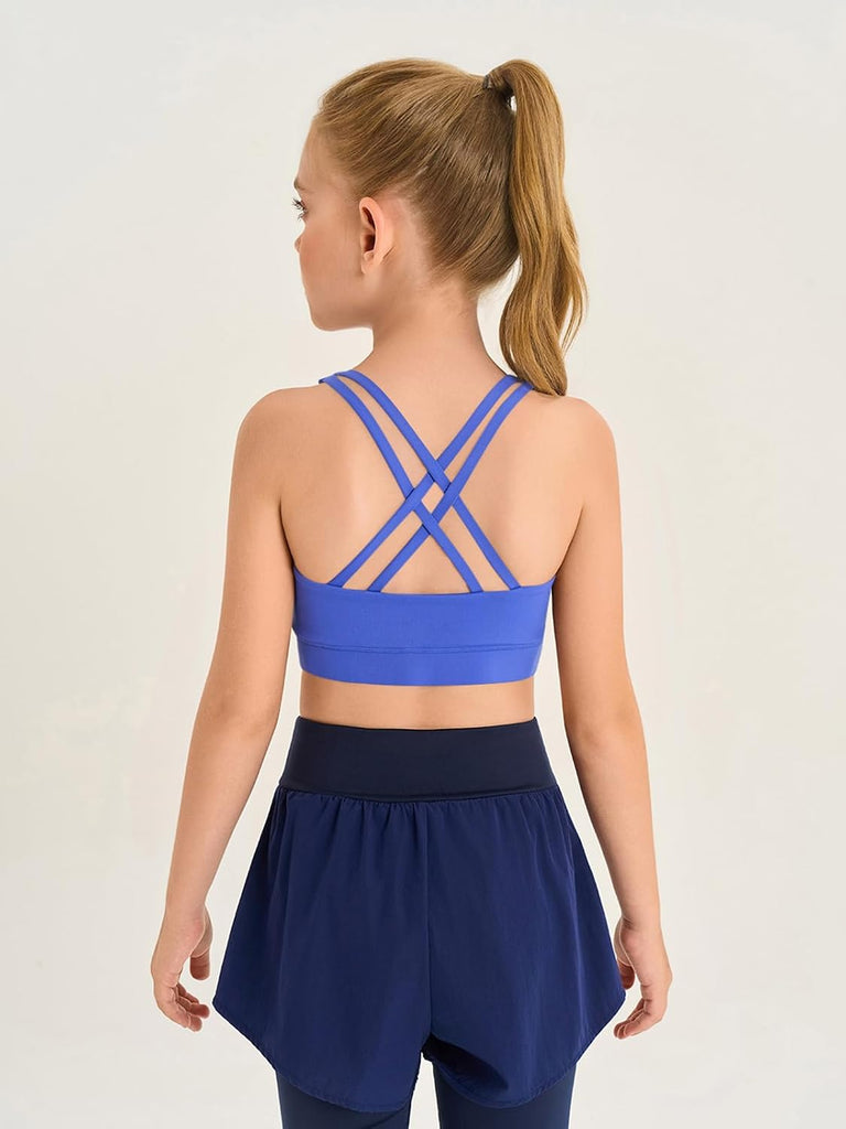 Girls Athletic Sports Bra Kids Strappy Back Training Bra