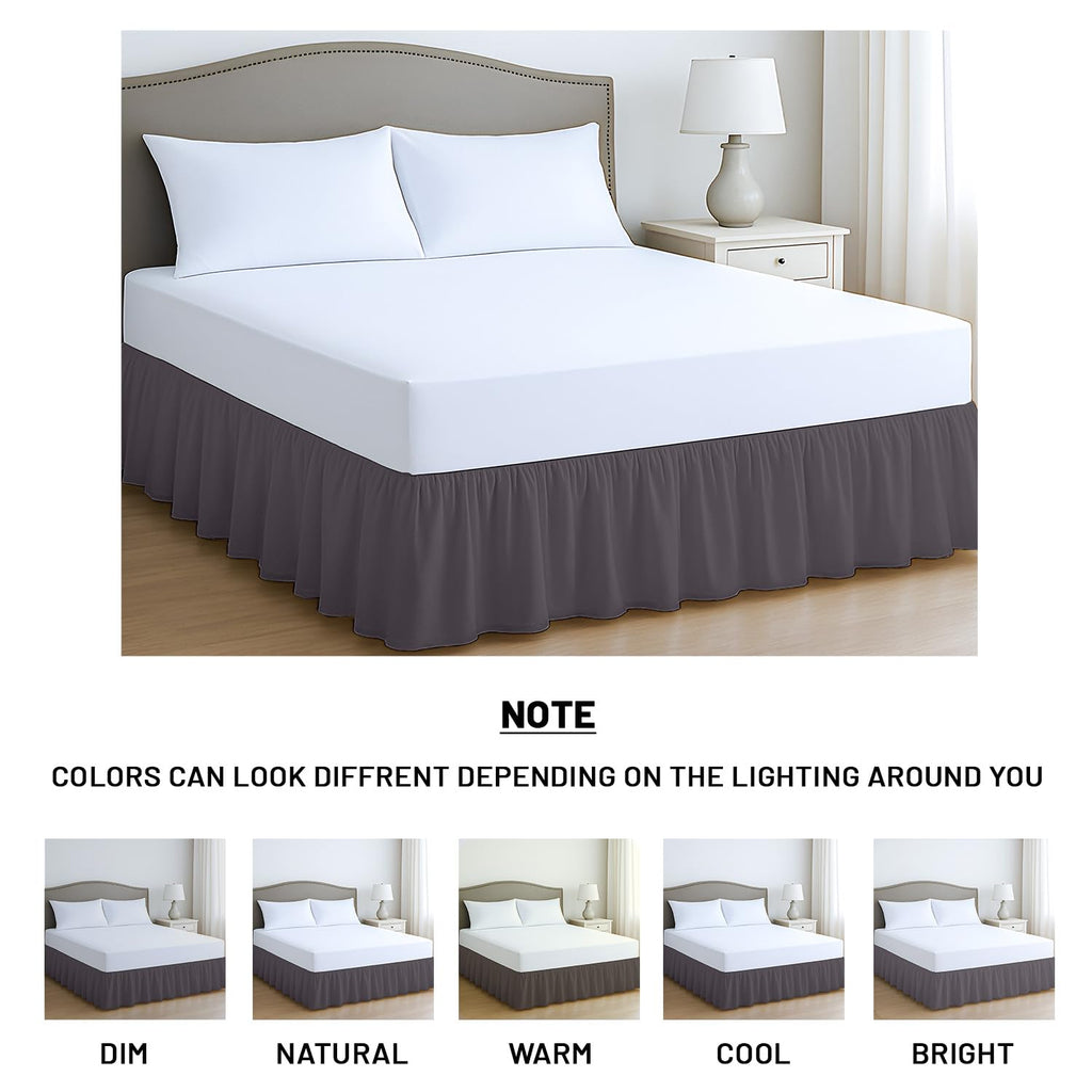 13 Inch Drop Ruffled Bed Skirt - Classic Gathered Styling, Platform Style Dust Ruffle with Secure Fit