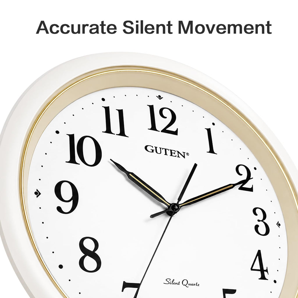 16 Inch Large Silent Non Ticking Wall Clock, Modern Quality Quartz Battery Operated Round Clock, Decorative