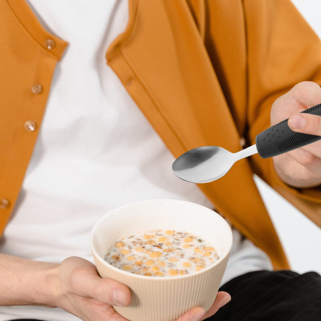 Portable Anti-Shake Tableware Set with Thick Handle Silverware Non-Slip Weighted Fork and Spoon Adaptive Utensils for