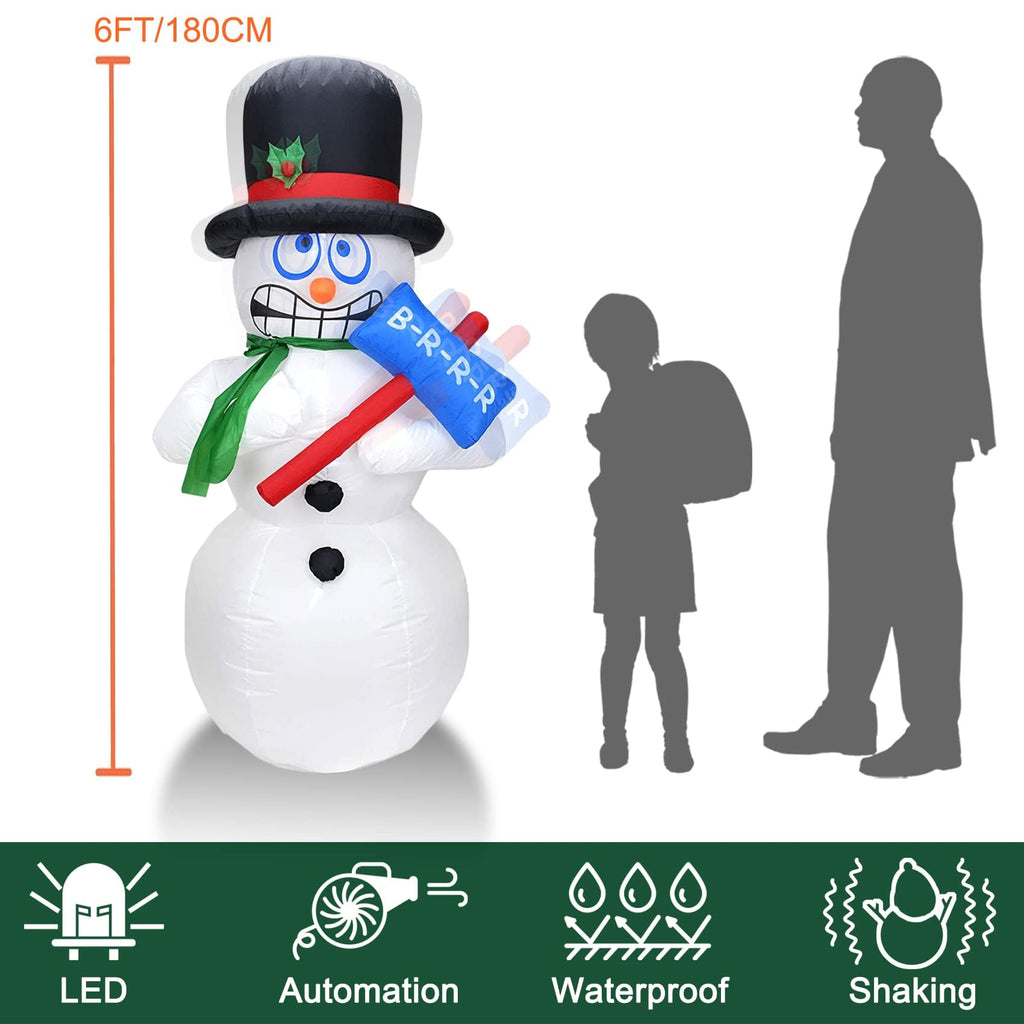 6FT Christmas Inflatables Shivering Snowman Inflatable Outdoor Indoor Decorations, Animated Shaking Snowman
