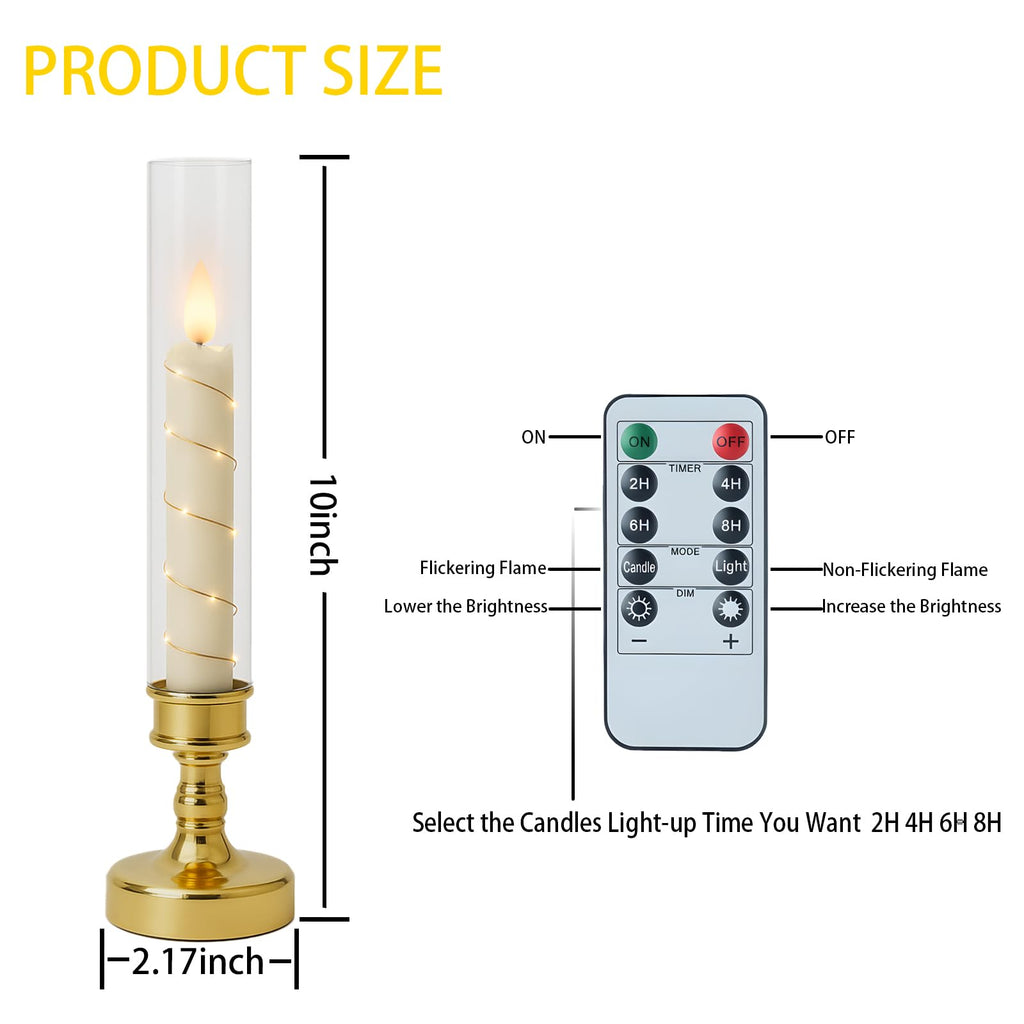 6PCS Flameless LED Candles with Timer, Flickering Battery Operated Candles with Embedded Star String Lights, Romantic