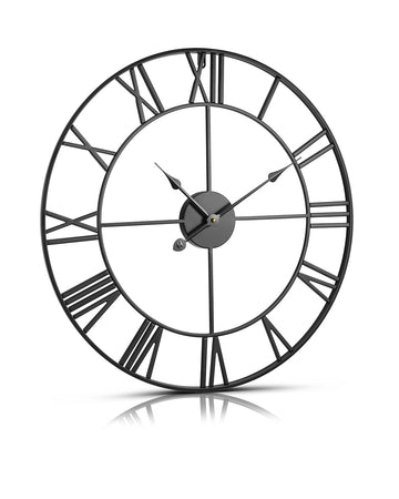 Wall Clock, 24 in Wall Clock Roman Numerals, Battery Operated Non Ticking Classic Decorative Round Clocks, Bedroom