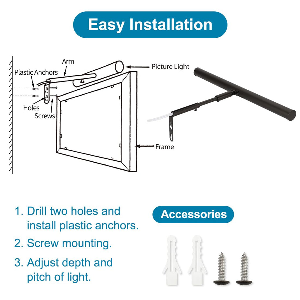 14" Plug in LED Picture Lights for Wall, Oil Rubbed Bronze