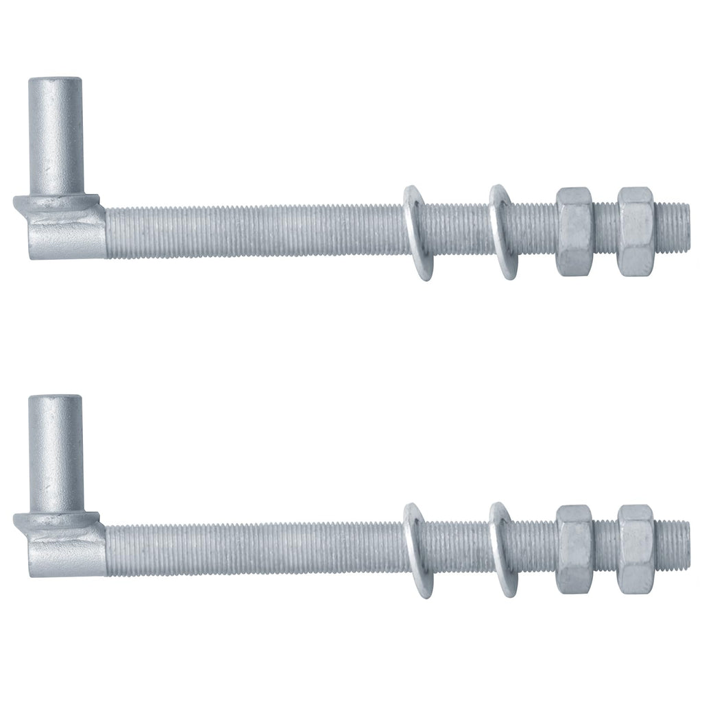 2 Pack 3/4" J-Bolt Gate Hinges, Threaded Post Hinge Pin, 3/4" x 13-1/8"
