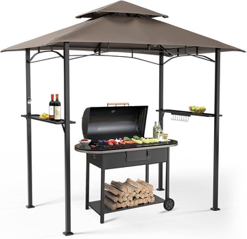 Outdoor Grill Gazebo 8 x 5, Patio Double Tiered BBQ Canopy w/Air Vent