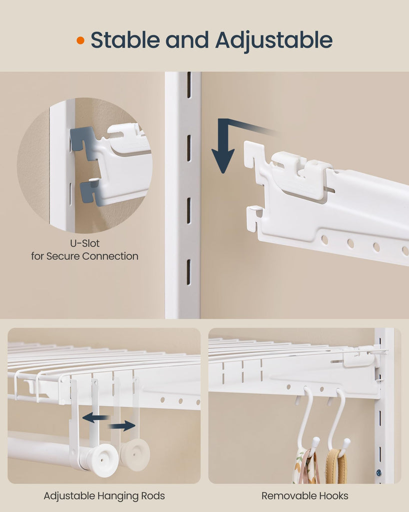 Closet System, Closet Insert Organizer, 4-8 ft Closet Shelves