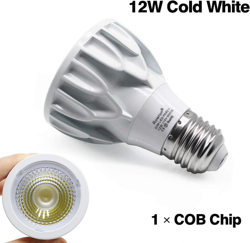 PAR20 E26 Dimmable COB Bulb 12W Daylight High Lumen Can Light 2 Pack