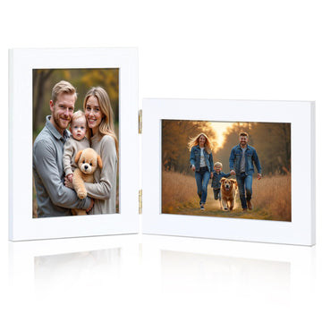 5x7 Double Hinged Picture Frame with Real Glass