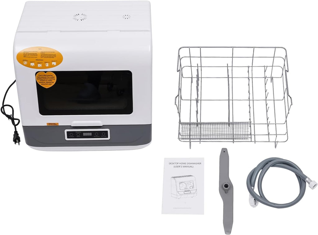 Portable Countertop Dishwasher 1200W 110V Compact Dishwasher,3 Washing Programs,360° Rotating Spray