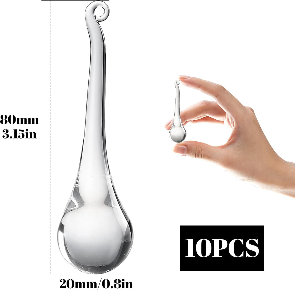10 Pcs Crystal Teardrop Prism Suncatcher Christmas Tree Hanging Decor - Clear Crystal Teardrop Prism Suncatcher