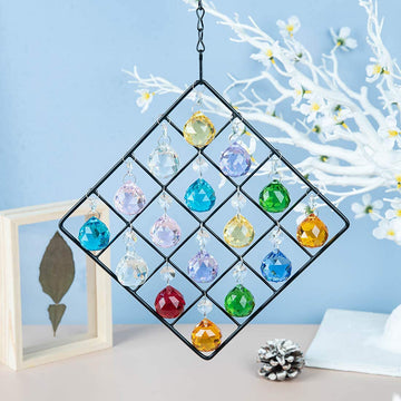 Colorful Crystal Ornaments - Metal Crystal Garden Pendant Rainbow Crystal Ornament Crystal Ball Prism for Window