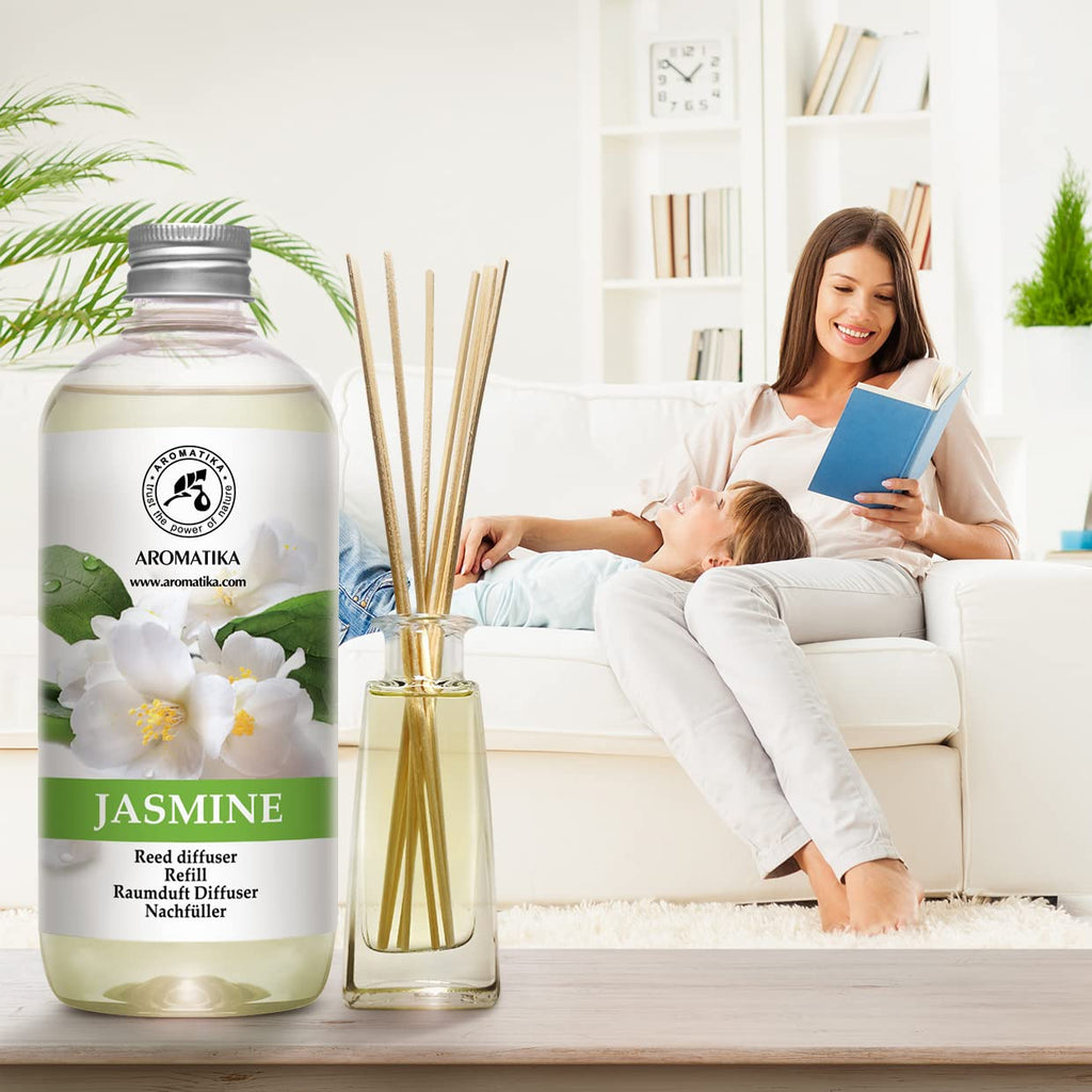 Reed Diffuser Refill With Jasmine Essential Oil 34 Fl Oz - 2x500ml - Fragrance Oil - Room Freshener - Floral