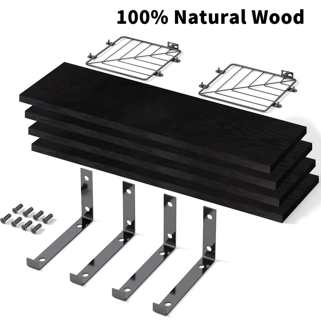3+1 Tier Bathroom Floating Shelves Over Toilet, Black