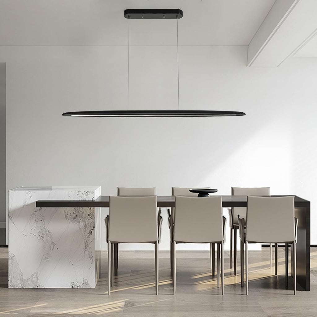 59inch Integrated Led Pendant Light 40w Dimmable Wood Black Linear Pendant Lighting Led Modern Island Light