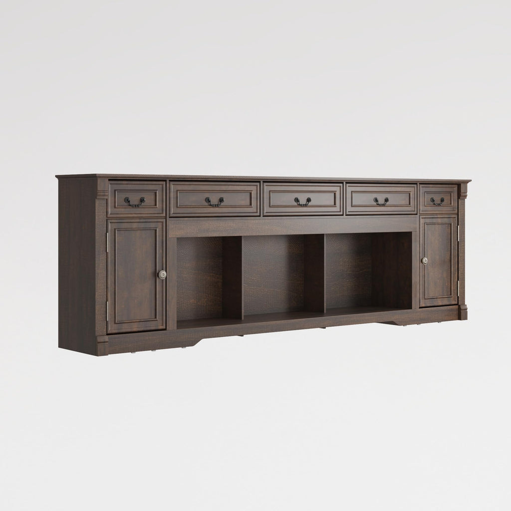 95" Large Farmhouse TV Stand, Entertainment Center for TV up to 100" Brown