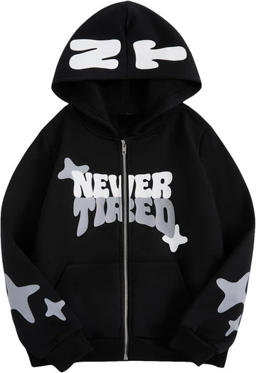 Boy's Zip Up Hoodies Y2k Letter Graphic Sweatshirt