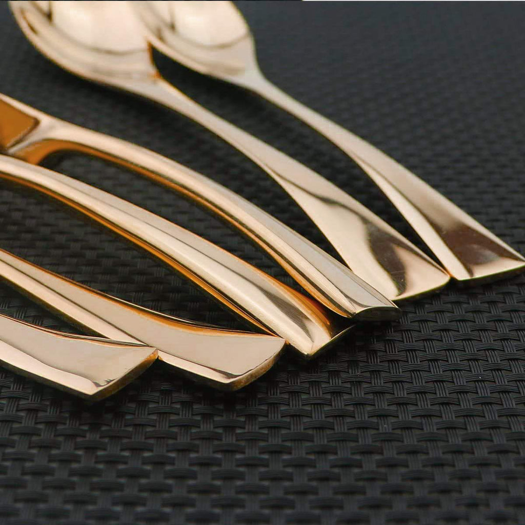 18/10 Stainless Steel Mirror Polished Copper Flatware Set,Dishwasher Safe,Service for 4