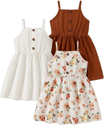 Dresses Toddler Girls Dress Pack Casual Party Print Skater A-line Dress Sundress