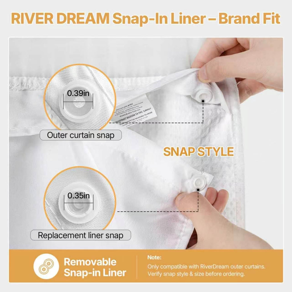 2 Pack Snap in Shower Curtain Liner Replacement, White, 70x54