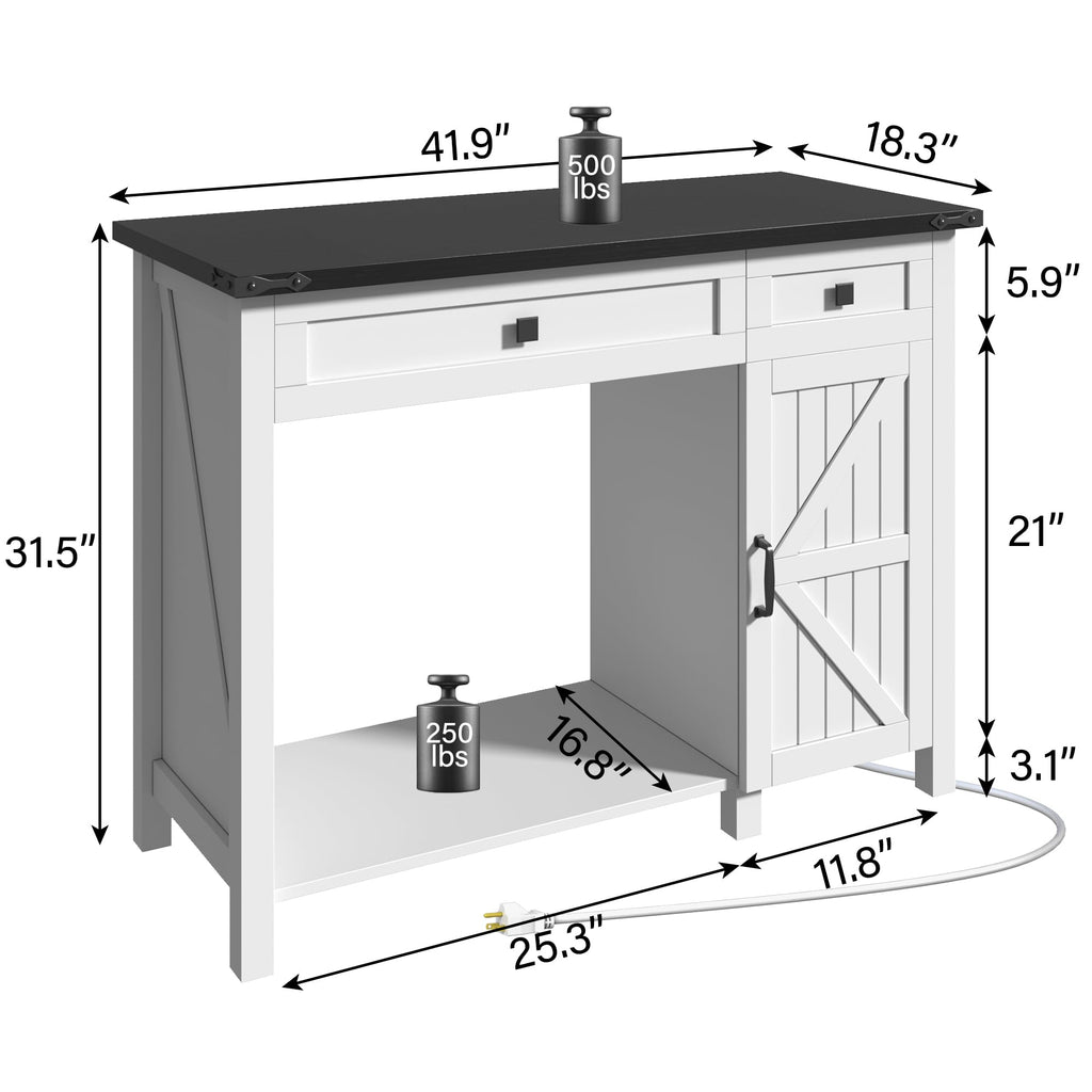 40 Gallon Fish Tank Stand with Power Outlets, Farmhouse Decorative Aquarium Stand Furniture with Adjustable Shelves