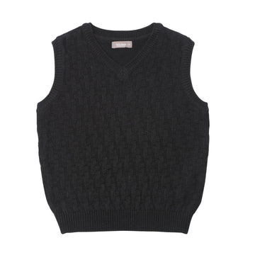 Kids Toddlers Unisex Classic Checkered Pattern Lightweight V-Neck Wool Blend Knit Vest for Boys & Girls