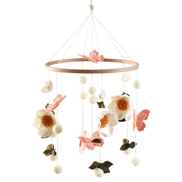 Baby Crib Mobile for Boys and Girls, Floral Mobile for Crib, Butterfly and Flower Nursery Decor, Crib Hanging Toy