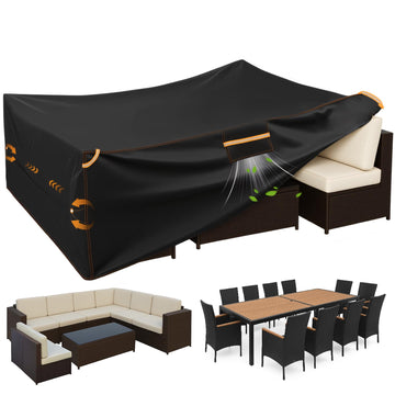 Extra Large Weatherproof Outdoor Dining Set Cover, Heavy-Duty Waterproof Oxford Patio Set Furniture Large Covers with